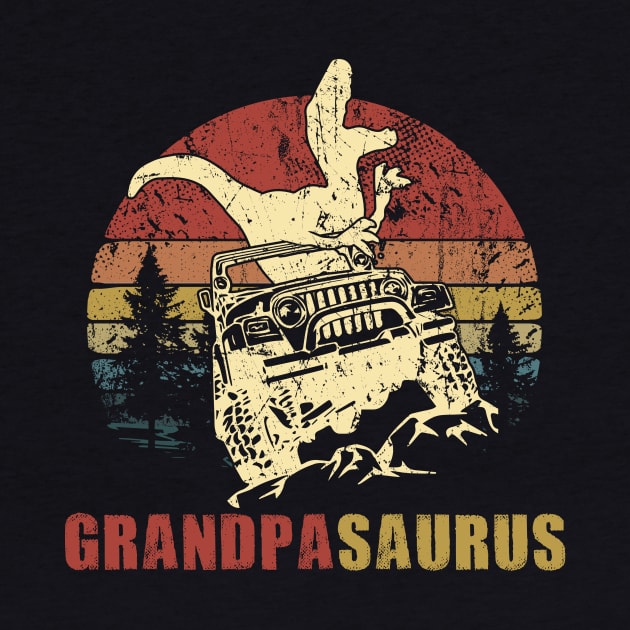 Vintage Jeep T-Shirt GrandpaSaurus Jeep Dad Gift by Lones Eiless